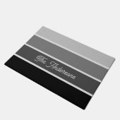Paillasson Noir et gris | Ombre Stripes avec script (Incliné)