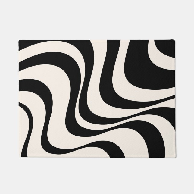Paillasson Noir et pastel moderne ondes rétro design (Devant)