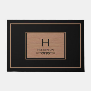 Paillasson Noir Moderne Monogramme Famille Porte Mat