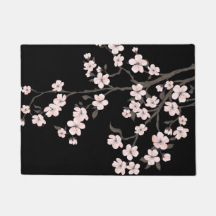 Paillasson Noir rose de fleurs de cerisier