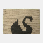 Paillasson Noir Swan Silhouette Naturel Crochet Imprimer (Devant)
