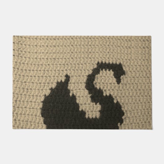 Paillasson Noir Swan Silhouette Naturel Crochet Imprimer (Devant)