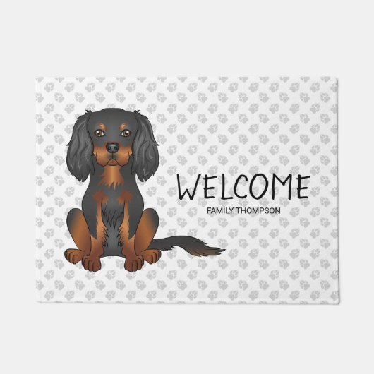 Paillasson Noir & Tan Cavalier King Charles Spaniel & Texte (Devant)
