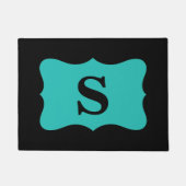 Paillasson Noir Turquoise Turquoise bleu Monogramme initial p (Devant)