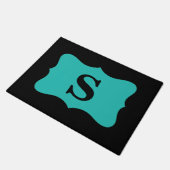 Paillasson Noir Turquoise Turquoise bleu Monogramme initial p (Incliné)