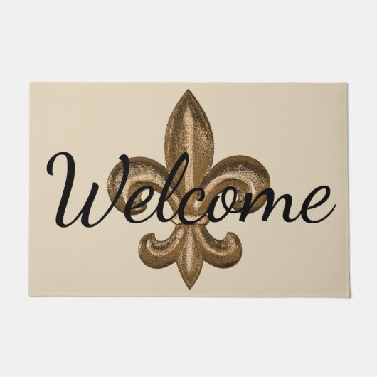 Paillasson Nola Gold Fleur de Lis Welcome (Devant)