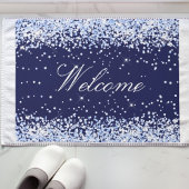 Paillasson Nom bleu marine monogramme élégant