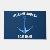Paillasson Nom de bateau rustique Anchor Blue (Devant)