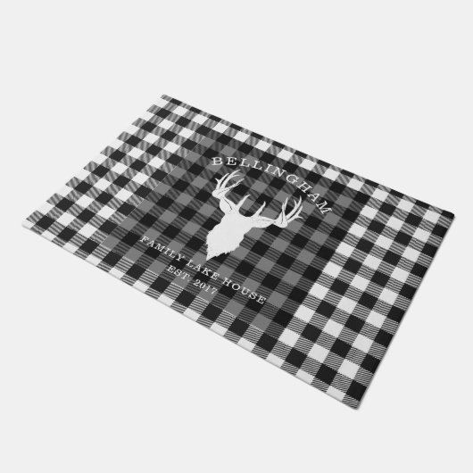 Paillasson Nom de famille Black White Lake House En vichy Pla (Incliné)