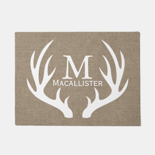 Paillasson Nom de famille blanc de toile de jute (Devant)