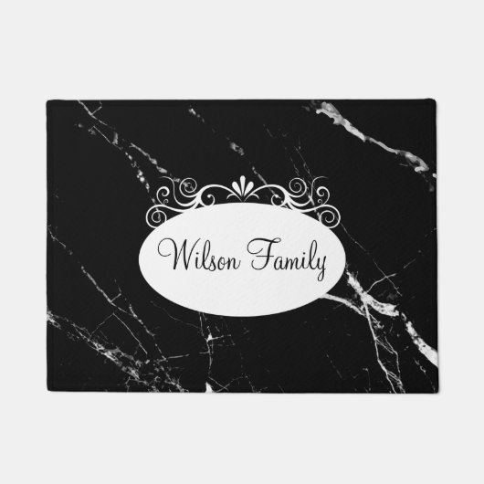 Paillasson Nom de famille classique Monogramme Accueil Mats d (Devant)