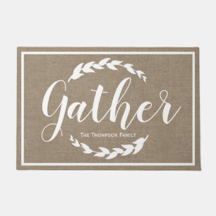 Paillasson Nom de famille de la toile de jute de Faux de