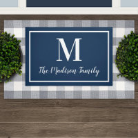 Nom de famille élégant bleu marine monogramme