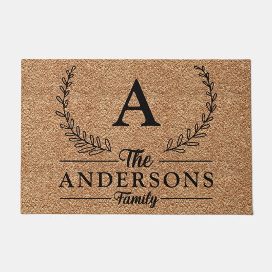 Paillasson Nom de famille élégant et classique personnalisé (Devant)