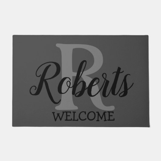 Paillasson Nom de famille élégant Monogramme (Devant)