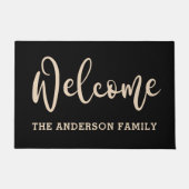 Paillasson Nom de famille élégant noir neutre accueil (Devant)