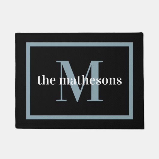 Paillasson Nom de famille et monogramme de Black & Slate (Devant)