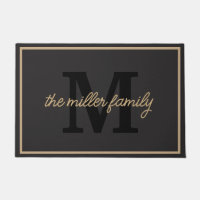 Nom de famille et monogramme noir et bronze classi