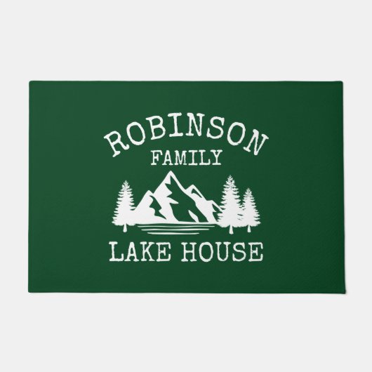 Paillasson Nom de famille Lake House Trees Forest Green (Devant)