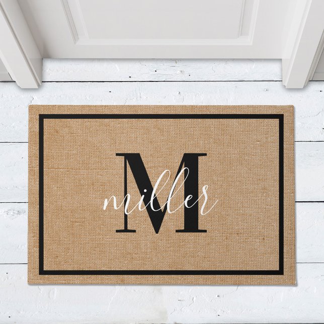 Paillasson Nom de famille moderne élégant Monogram Doormat (Créateur téléchargé)