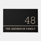 Paillasson Nom de famille numéro de maison noir neutre (Devant)