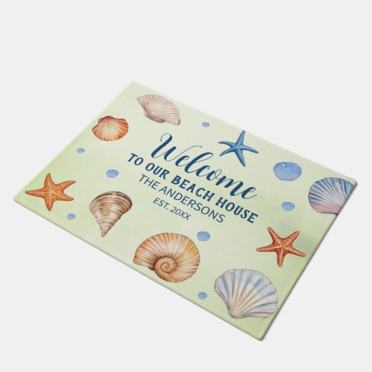 Paillasson Nom de famille personnalisé Bienvenue à notre Beac (Incliné)