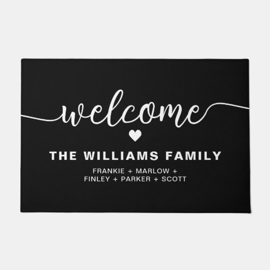 Paillasson Nom de famille personnalisé par script à la main N (Devant)