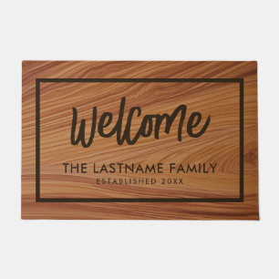 Paillasson Nom de famille - Rustic Modern Wood Print