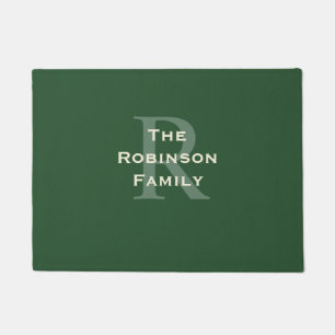 Paillasson Nom de famille vert et bronzé Monogrammé