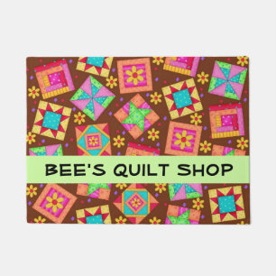Paillasson Nom de magasin de brun de blocs de patchwork