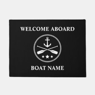 Paillasson Nom du bateau Ancre nautique avec des avirons Bien