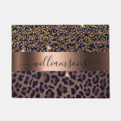 Paillasson Nom du monogramme de bronze noir brun motif léopar (Devant)
