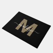 Paillasson Nom du monogramme d'or noir moderne (Incliné)