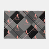 Paillasson Nom du monogramme Plaid Grey Pink (Devant)