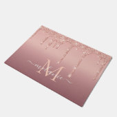 Paillasson Nom du monogramme Texte Rose Gold Blush Parties sc (Incliné)