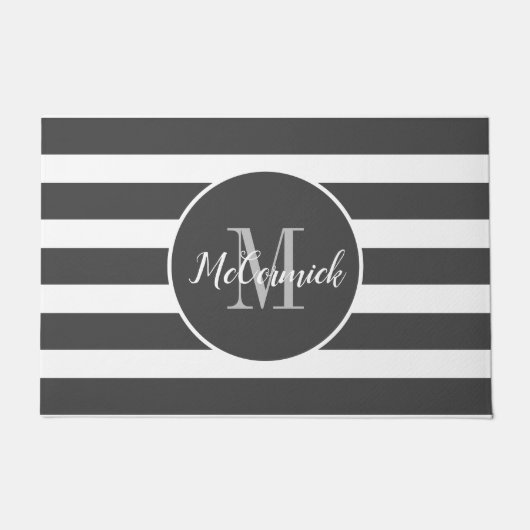 Paillasson Nom du script de monogramme gris élégant (Devant)