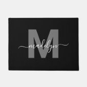 Paillasson Nom du script de monogramme noir blanc élégant per (Devant)