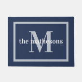 Paillasson Nom et monogramme de la famille Navy & Grey (Devant)