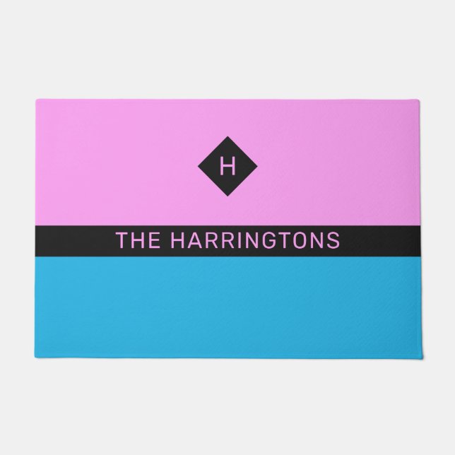 Paillasson Nom et monogramme personnalisés (Devant)