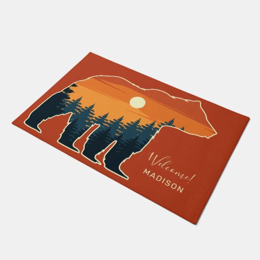 Paillasson Nom et texte personnalisés Forêt d'ours (Incliné)