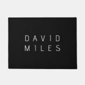 Paillasson Nom modifiable minimaliste moderne | Noir & Blanc (Devant)