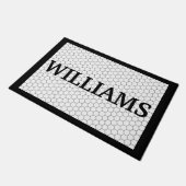 Paillasson Nom Noir et blanc Conception de carreaux personnal (Incliné)