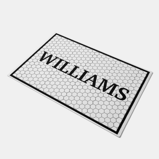 Paillasson Nom Noir et blanc Hex Tile Doormat (Incliné)