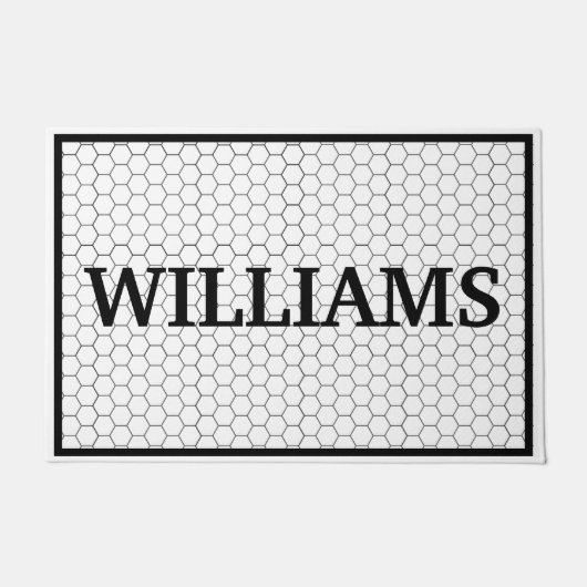 Paillasson Nom Noir et blanc Hex Tile Doormat (Devant)