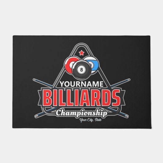 Paillasson NOM Personnalisé Billard 8 Ball Pool Cue Rack (Devant)