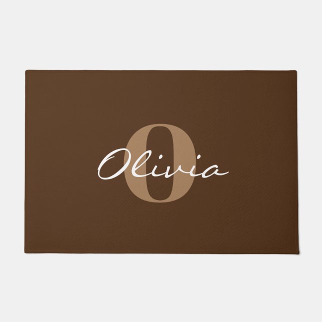 Paillasson Nom personnalisé Brown Monogram Doormat (Devant)