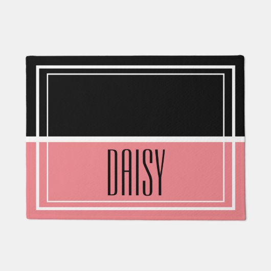 Paillasson Nom personnalisé de l'animal de compagnie Pink Foo (Devant)