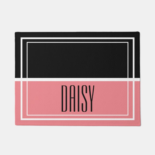 Paillasson Nom personnalisé de l'animal de compagnie Pink Foo (Devant)