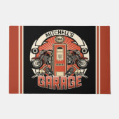 Paillasson Nom personnalisé Garage moto moto pompe à gaz rétr (Devant)