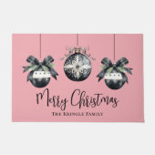 Paillasson Nom personnalisé Noël rose (Devant)